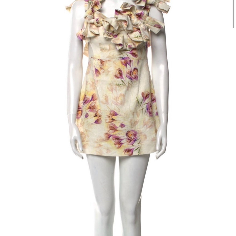 Elliatt Cream Floral Ruffle Mini Dress